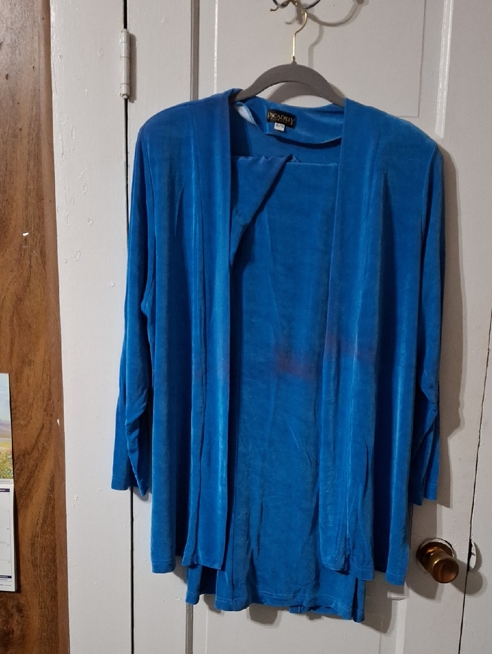 Picadilly Fashion Vibrant Blue Open-Front Velvet Tunic (XL) + Skirt (M) (Mis215)